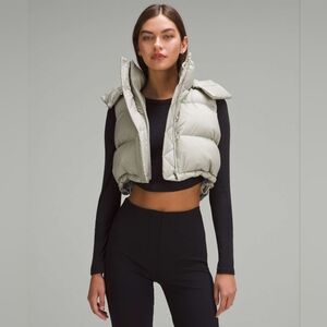 Lululemon Wunder Puff Super-Cropped Vest Heathered Raw Linen NWOT